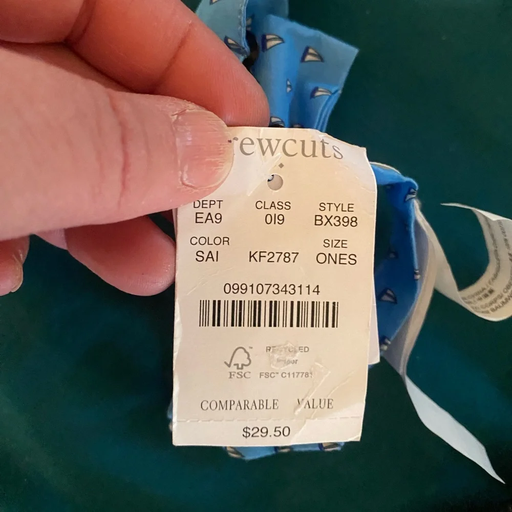🆕 J Crew Crewcuts - Boys Sailboat Bow Tie, Blue, One size, NWT